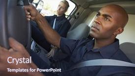  Presentation with ambulance - Presentation with ambulance driver and colleague background and a wine colored foreground