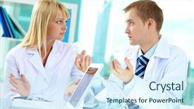  Presentation with confident - Audience pleasing theme consisting of ambulance presentation - portrait of confident practitioner showing backdrop and a  colored foreground