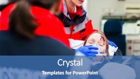  Presentation with emergency services - Presentation design featuring ambulance team transporting accident victim background and a ocean colored foreground