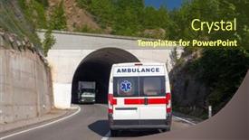  Presentation with ambulance - Amazing presentation design having ambulance-wan-on-mountain-road backdrop and a tawny brown colored foreground