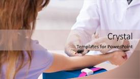  Presentation with blood test - Presentation featuring ambulatory care nurse - female patient during blood test background and a coral colored foreground