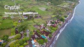  Presentation with beach ball sand dunes - PPT theme having amed beach in bali indonesia background and a violet colored foreground