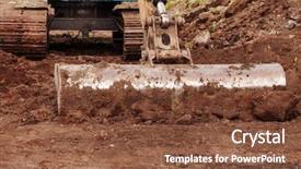  Presentation with earthmoving - Cool new presentation with ameliorate - excavator at sandpit during earthmoving backdrop and a tawny brown colored foreground