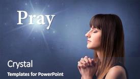 Presentation with blue - Amazing slide deck having amen - young woman praying backdrop and a  colored foreground