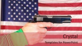  Presentation with second amendment - Beautiful presentation design featuring second amendment - close-up of a man's hand backdrop and a coral colored foreground