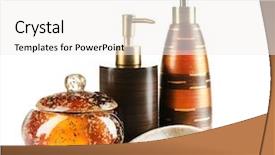  Presentation with set of sauces in white - Beautiful slide set featuring amenities - bathroom set isolated on white backdrop and a  colored foreground