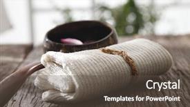  Presentation with coconut shell - PPT theme enhanced with amenities - frangipani flower hand towel background and a  colored foreground