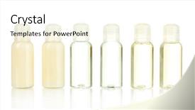  Presentation with cosmetic - Slide deck featuring amenities - hotel cosmetic bottles isolated background and a cream colored foreground