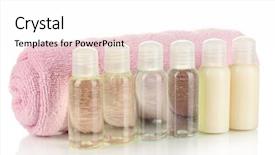  Presentation with cosmetic - Presentation theme with interracial charming couple holding up large puzzle pieces and happily interacting having fun blurry studio background background and a violet colored foreground