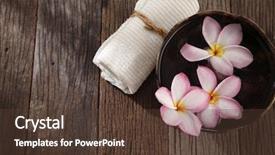  Presentation with coconut shell - Presentation theme enhanced with amenities - top view of frangipani flower background and a  colored foreground