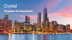  Presentation with chicago - PPT theme having america - chicago illinois usa downtown skyline background and a teal colored foreground