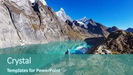  Presentation with hiking - Colorful PPT theme enhanced with america - hiking scene in cordillera mountains backdrop and a ocean colored foreground