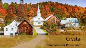  Presentation with autumn - Presentation theme having america - rural vermont usa autumn foliage background and a gold colored foreground