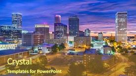  Presentation with oklahoma - Presentation theme having america - tulsa oklahoma usa skyline background and a tawny brown colored foreground