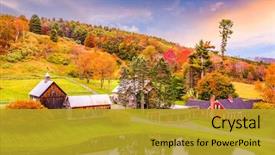 Presentation with rural america - PPT theme consisting of america - vermont usa early autumn rural background and a gold colored foreground