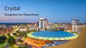  Presentation with kansas - Theme with america - wichita kansas usa downtown skyline background and a light blue colored foreground