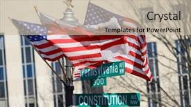 Presentation with united states constitution - Slide deck with america flags on the same background and a soft green colored foreground