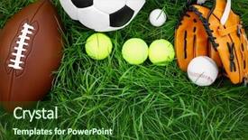  Presentation with sport - Theme enhanced with sport equipment on green background and a forest green colored foreground