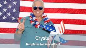  Presentation with america flag - Cool new slide deck with america in a photo booth backdrop and a teal colored foreground