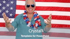  Presentation with america flag - Beautiful PPT theme featuring america in a photo booth backdrop and a teal colored foreground