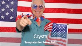  Presentation with america flag - Presentation design featuring america in a photo booth background and a teal colored foreground