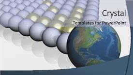  Presentation with spheres - Beautiful PPT theme featuring america info - globe among spheres 3d backdrop and a light blue colored foreground