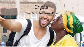  Presentation with latina - PPT theme having america latina - tourist taking a selfie background and a soft green colored foreground