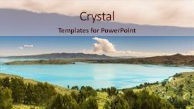  Presentation with lake - Colorful theme enhanced with america nature - titicaca lake in bolivia backdrop and a lemonade colored foreground