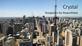  Presentation with avenue - Slide set with paulista avenue sao paulo brazil background and a light blue colored foreground