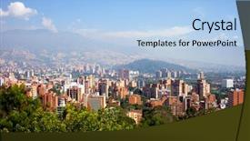  Presentation with colombia - Presentation theme featuring panoramic view of the city background and a light blue colored foreground