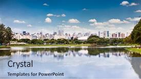  Presentation with brazil - Beautiful slide set featuring big cities world - sao paulo skyline from ibirapuera backdrop and a light blue colored foreground