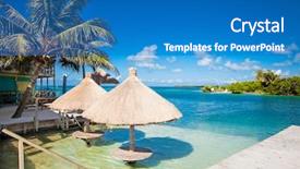  Presentation with beautiful fresh leaves water drops - PPT theme enhanced with america sights - beautiful caribbean sight with turquoise background and a teal colored foreground