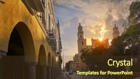  Presentation with sunrise - Slide deck consisting of america sights - merida san idefonso cathedral sunrise background and a tawny brown colored foreground
