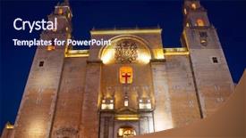  Presentation with mexico - Colorful theme enhanced with america sights - merida san idefonso cathedral backdrop and a navy blue colored foreground