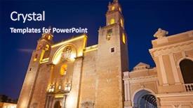  Presentation with mexico - Slides enhanced with america sights - merida san ildefonso cathedral background and a navy blue colored foreground