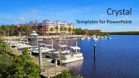  Presentation with orlando florida usa downtown city - Slide set having america sights - naples bay marina in florida background and a light blue colored foreground