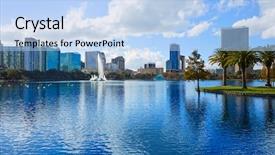  Presentation with florida - Amazing theme having america sights - orlando skyline from lake eola backdrop and a light blue colored foreground