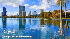  Presentation with florida - PPT theme with america sights - orlando skyline from lake eola background and a teal colored foreground