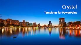  Presentation with orlando florida usa downtown city - Audience pleasing PPT theme consisting of america sights - orlando skyline sunset at lake backdrop and a gray colored foreground