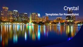  Presentation with skyline - Audience pleasing presentation theme consisting of america sights - orlando skyline sunset at lake backdrop and a  colored foreground