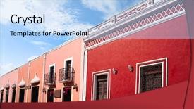  Presentation with mexico city - PPT theme enhanced with america sights - valladolid city colorful facades yucatan background and a  colored foreground