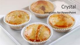  Presentation with snack - Presentation theme having america traditions - empadinha traditional brazilian snack background and a coral colored foreground