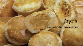  Presentation with traditional games - Colorful PPT theme enhanced with america traditions - empadinha traditional brazilian snack backdrop and a gold colored foreground