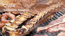  Presentation with grill out - Beautiful slide deck featuring america traditions - traditional argentine grill backdrop and a coral colored foreground