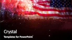  Presentation with independence day - Colorful presentation theme enhanced with america usa flag with fireworks backdrop and a  colored foreground