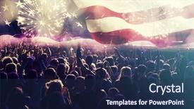  Presentation with 4th july - Presentation design with america usa flag with fireworks background and a ocean colored foreground