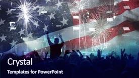  Presentation with independence day - PPT theme featuring america usa flag with fireworks background and a navy blue colored foreground