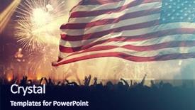  Presentation with 4th july - Colorful PPT layouts enhanced with america usa flag with fireworks backdrop and a navy blue colored foreground