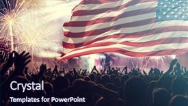  Presentation with independence day - PPT theme consisting of america usa flag with fireworks background and a wine colored foreground