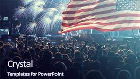  Presentation with 4th july - Slide deck having america usa flag with fireworks background and a navy blue colored foreground